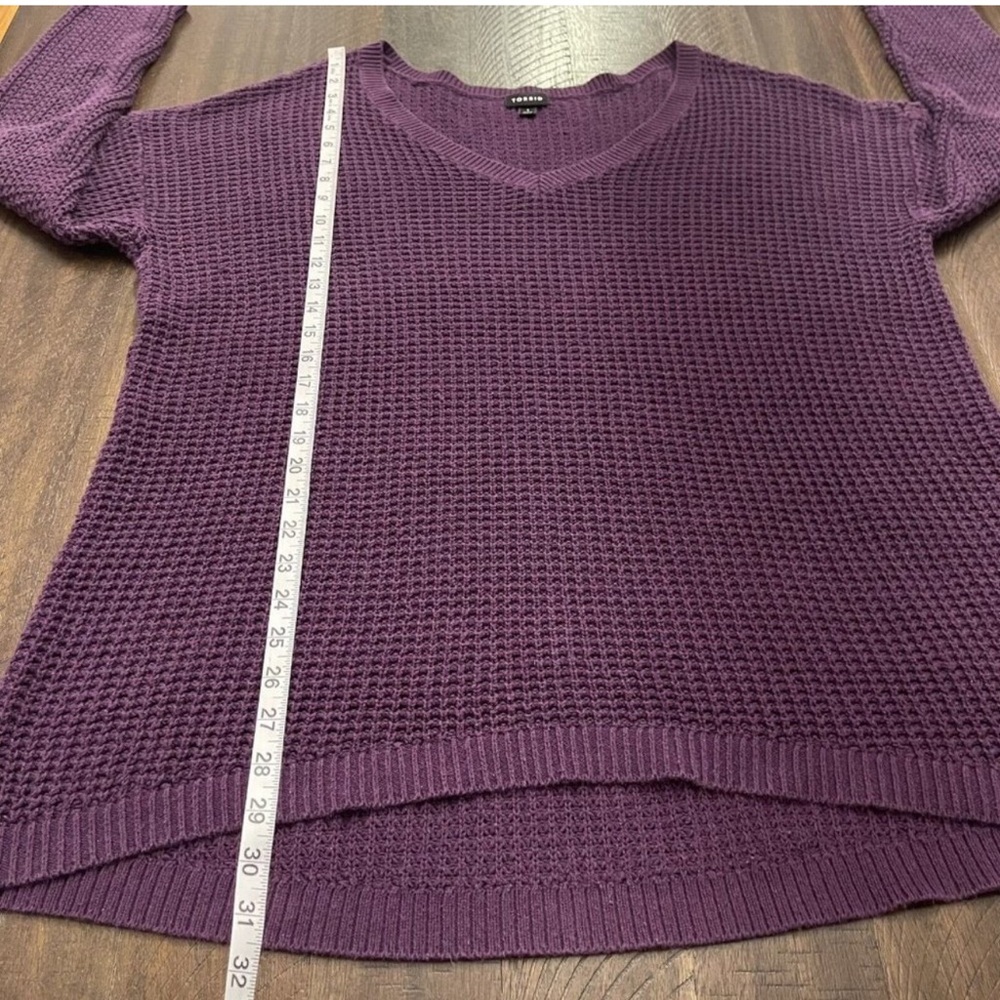 Torrid Royal Purple Long Sleeve V-Neck Knit Tunic Sweater Size 1X Oversized